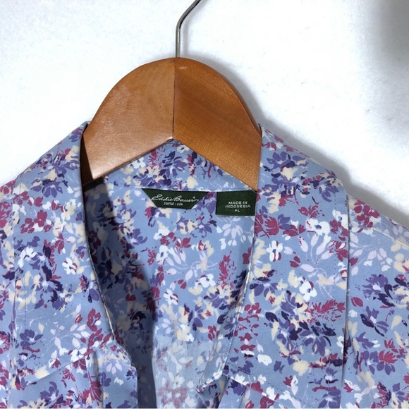 Eddie Bauer Petite Spring Floral Button Down Shirt Womens Size LP - Picture 2 of 5